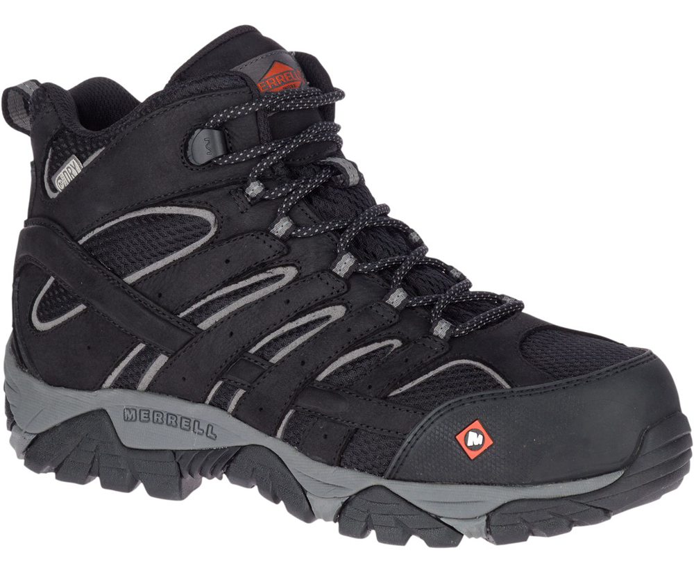 Botas Homem - Merrell Moab Vertex Mid Waterproof Comp Toe Wide Width - Pretas - KUR503187